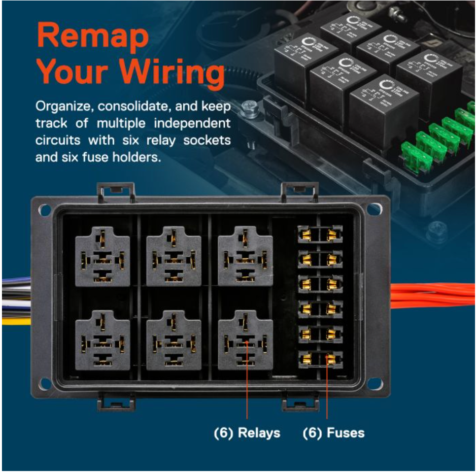 IP65 Waterproof Pre-Wired Fuse Relay Box Combo Kit - Fuses and Relays Included